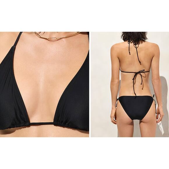 NWT J. Crew Perfect String‎ Bikini Top, Black, Tie Back, Size 3XL - Picture 2 of 6